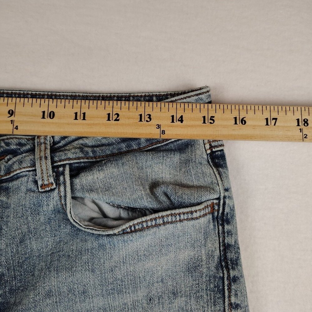 Zara Acid Wash Denim Jeans Womens 8 Basic Z1975 Raw Hem - Picture 8 of 9